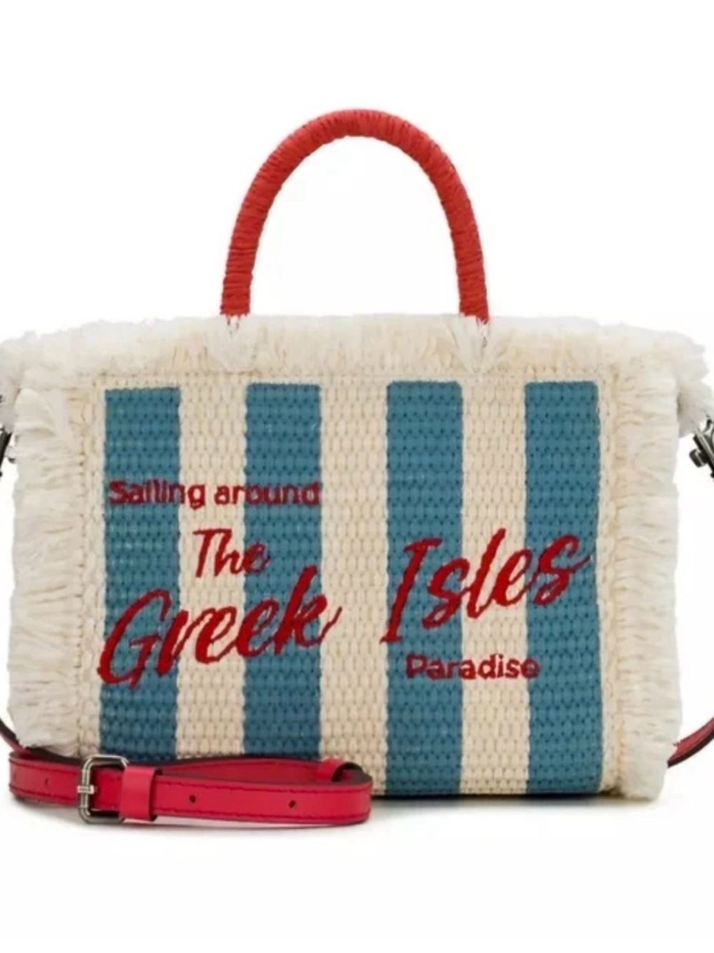 NWT Patricia Nash Woven Tote Striped Sailing Around the 'Greek Isles' Tote